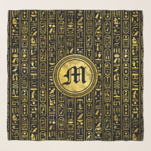 Monogram Egyptian Ancient Gold hieroglyphs Scarf