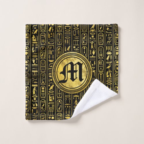 Monogram Egyptian Ancient Gold hieroglyphs Wash Cloth