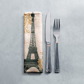 Monogram Eiffel Tower Moroccan Tile Damask Cloth Napkin