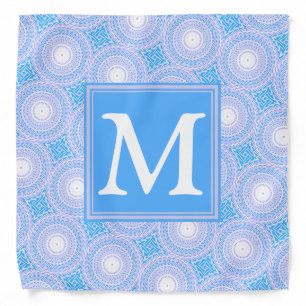 Monogram Electric blue circles pattern Bandana