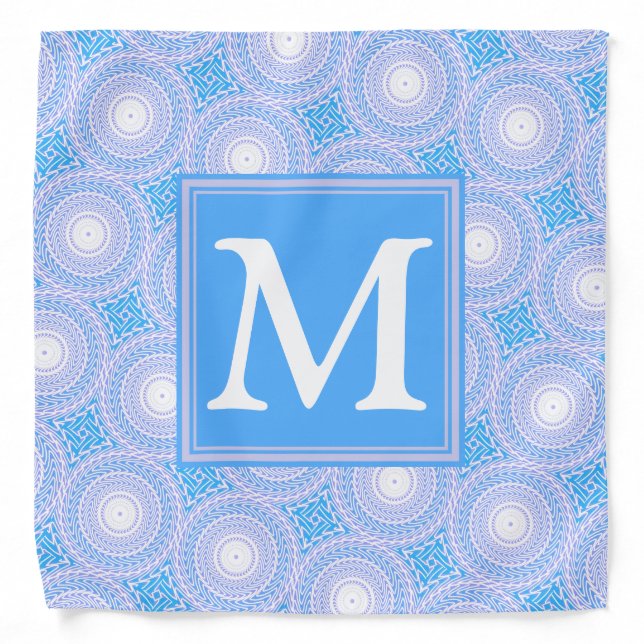 Monogram Electric blue circles pattern Bandana (Front)