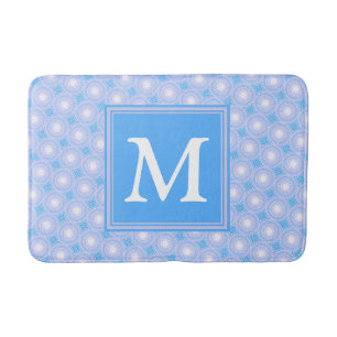 Monogram Electric blue circles pattern Bathroom Mat