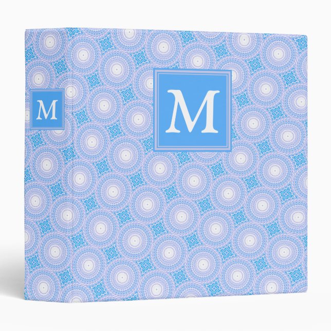 Monogram Electric blue circles pattern Binder (Front/Spine)