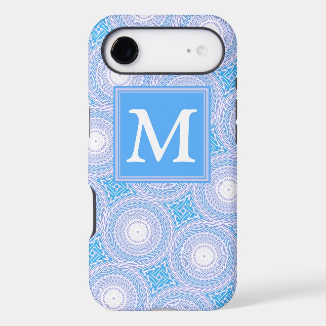 Monogram Electric blue circles pattern Iphone Case (Back)