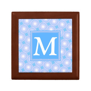 Monogram Electric blue circles pattern Jewelry Box