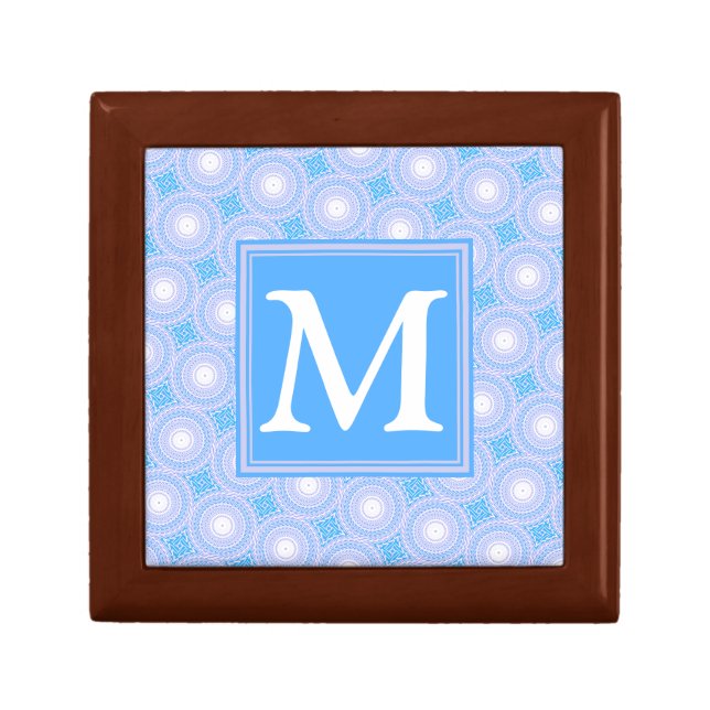 Monogram Electric blue circles pattern Jewelry Box (Front)