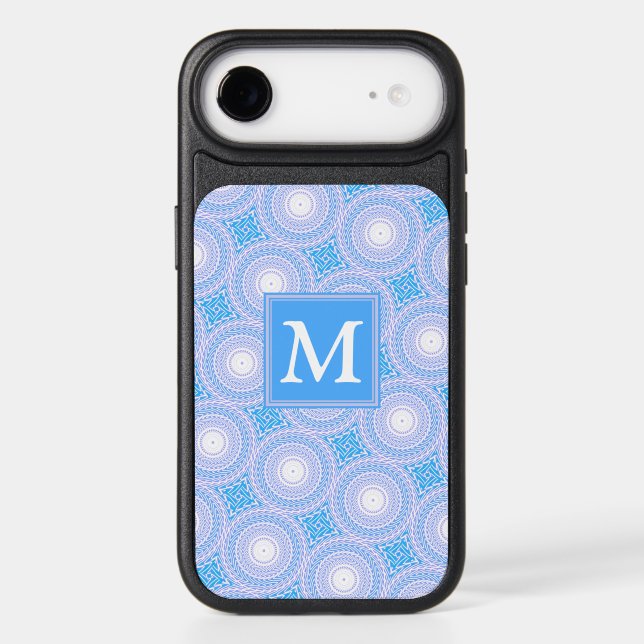 Monogram Electric blue circles pattern OtterBox iP iPhone Case (Back)