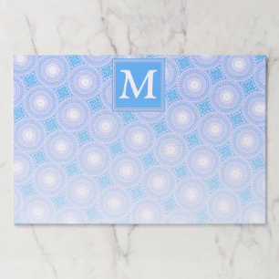 Monogram Electric blue circles pattern Paper Pad
