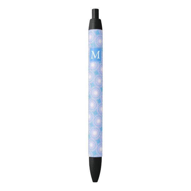 Monogram Electric blue circles pattern Pen (Front Vertical)