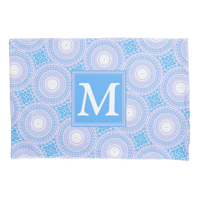 Monogram Electric blue circles pattern Pillow Case (Front)