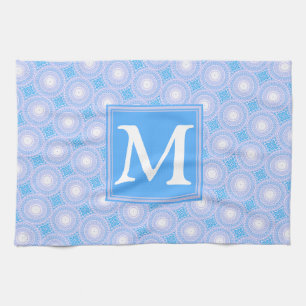 Monogram Electric blue circles pattern Towel