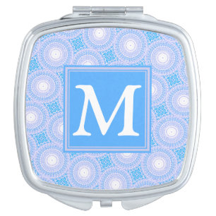 Monogram Electric blue circles pattern Vanity Mirror