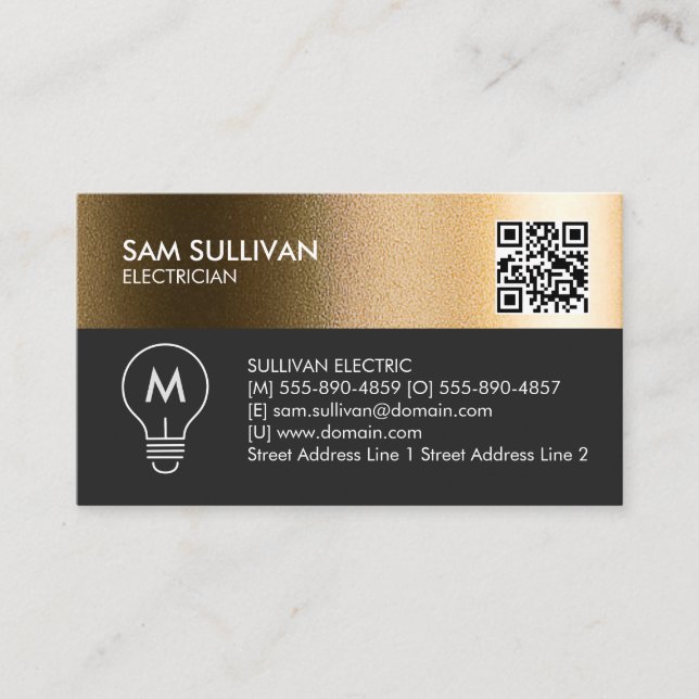 Monogram Electrician Electrical Contractor Business Card (Front)