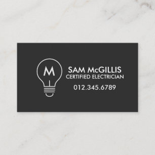 Monogram Electrician Electrical Contractor Business Card