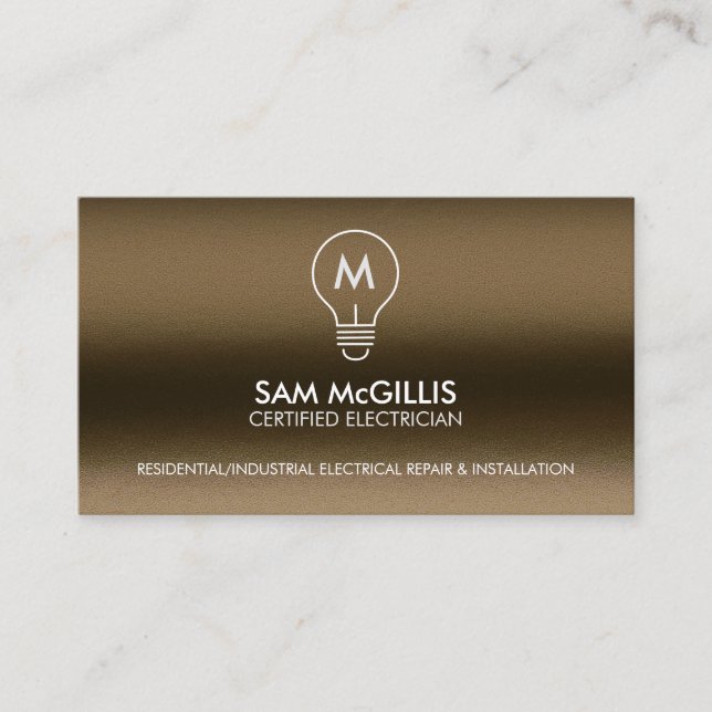 Monogram Electrician Electrical Contractor Business Card (Front)