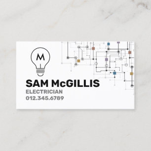 Monogram Electrician Electrical Contractor Business Card
