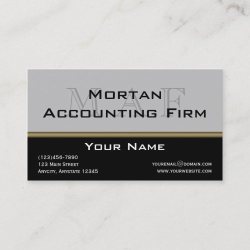 Monogram Elegance in Black Grey Gold Business Card