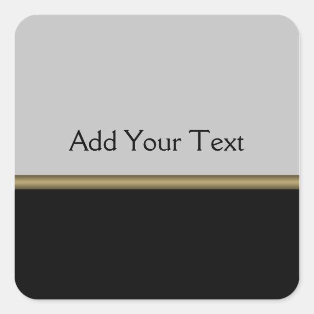 Monogram Elegance in Black Grey Gold Square Sticker (Front)