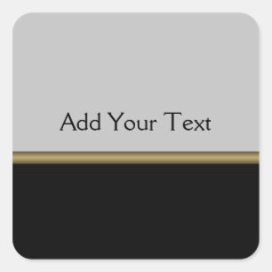 Monogram Elegance in Black Grey Gold Square Sticker