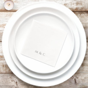 Monogram Elegant 25th Anniversary Party Silver Foil Napkins