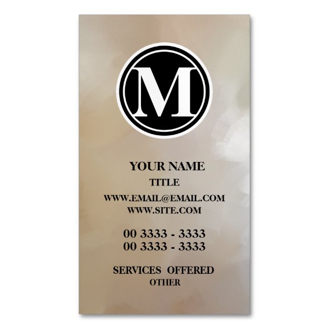 Monogram Elegant and Abstract Background Business Card Magnet (Front Vertical)