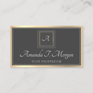 Monogram Elegant Appointment Gray Rose Framed Grey Business Card