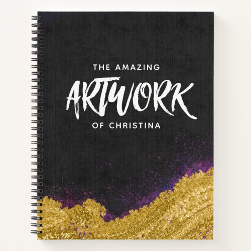 Monogram Elegant Black Artist Sketchbook Notebook