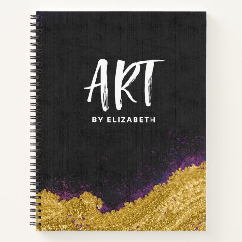 Monogram Elegant Black Artist Sketchbook  Notebook