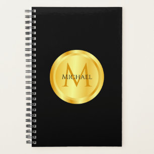 Monogram Elegant Black Gold Modern Template Planner
