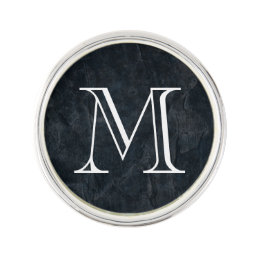 Monogram Elegant Black Stone Texture Pin