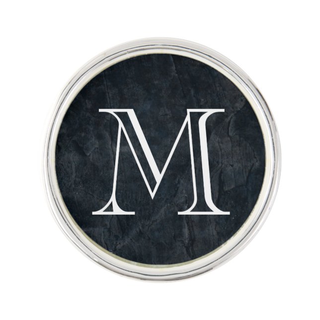 Monogram Elegant Black Stone Texture Pin (Front)