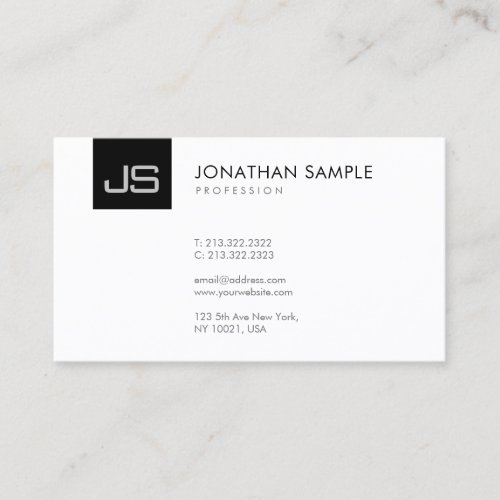 Monogram Elegant Black White Modern Clean Template Business Card