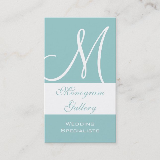 Monogram Elegant Blue Business Card (Front)
