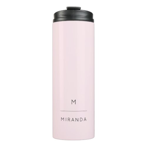 Monogram Elegant Blush Pink Black Classy Thermal Tumbler