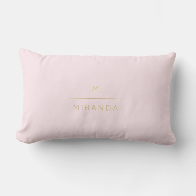 Monogram Elegant Blush Pink Gold Classy Chic Lumbar Pillow (Front)