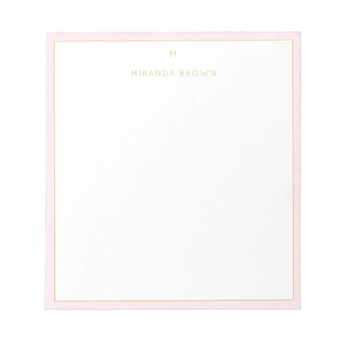 Monogram Elegant Blush Pink Gold Classy Small Notepad
