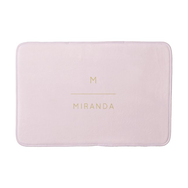 Monogram Elegant Blush Pink Gold Minimalist Classy Bath Mat (Front)
