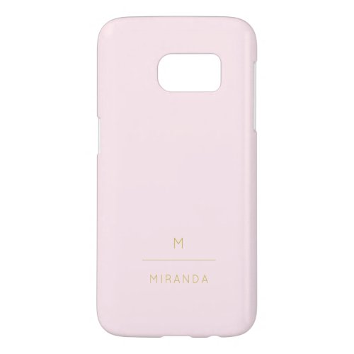 Monogram Elegant Blush Pink Gold Minimalist Classy Samsung Galaxy S7 Case