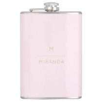 Monogram Elegant Blush Pink Gold Minimalist Classy Flask Monogram Elegant Blush Pink Gold Minimalist Classy Flask