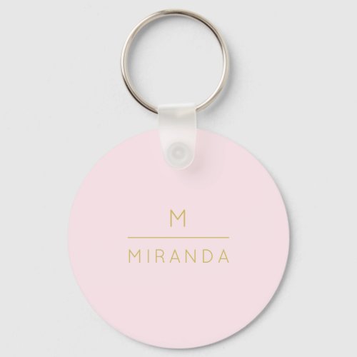 Monogram Elegant Blush Pink Gold Minimalist Classy Keychain