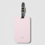 Monogram Elegant Blush Pink Gold Minimalist Classy Luggage Tag at Zazzle