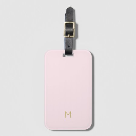 Monogram Elegant Blush Pink Gold Minimalist Classy Luggage Tag