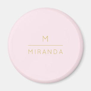 Monogram Elegant Blush Pink Gold Minimalist Classy Magnet