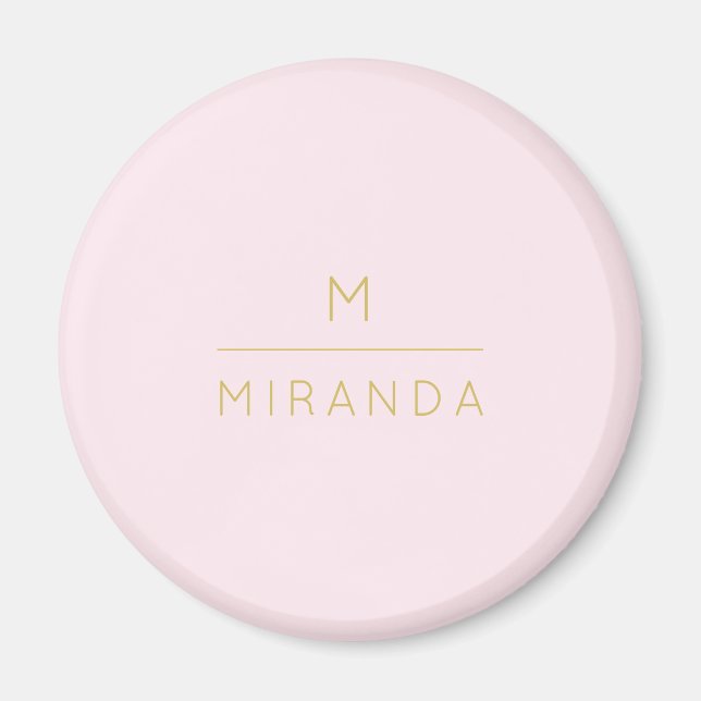 Monogram Elegant Blush Pink Gold Minimalist Classy Magnet (Front)
