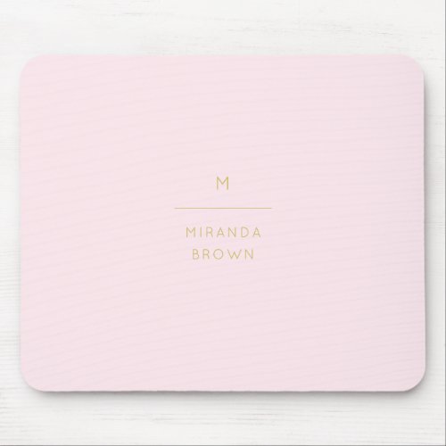 Monogram Elegant Blush Pink Gold Minimalist Classy Mouse Pad