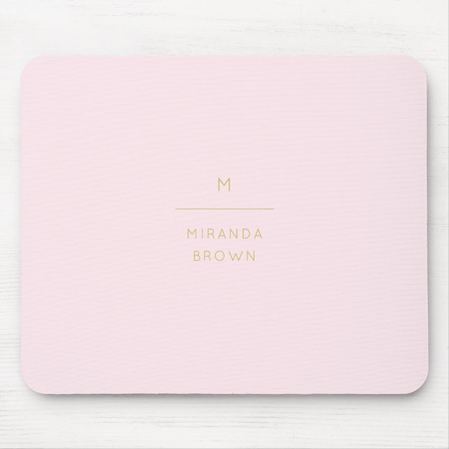Monogram Elegant Blush Pink Gold Minimalist Classy Mouse Pad (Front)