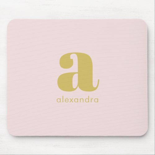 Monogram Elegant Blush Pink Gold Minimalist Classy Mouse Pad
