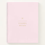 Monogram Elegant Blush Pink Gold Minimalist Classy Notebook at Zazzle