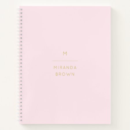 Monogram Elegant Blush Pink Gold Minimalist Classy Notebook
