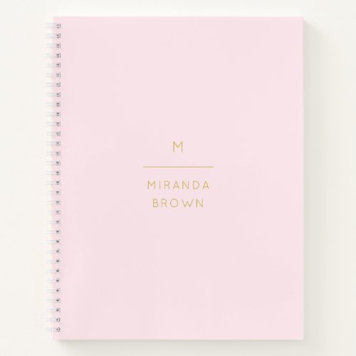 Monogram Elegant Blush Pink Gold Minimalist Classy Notebook